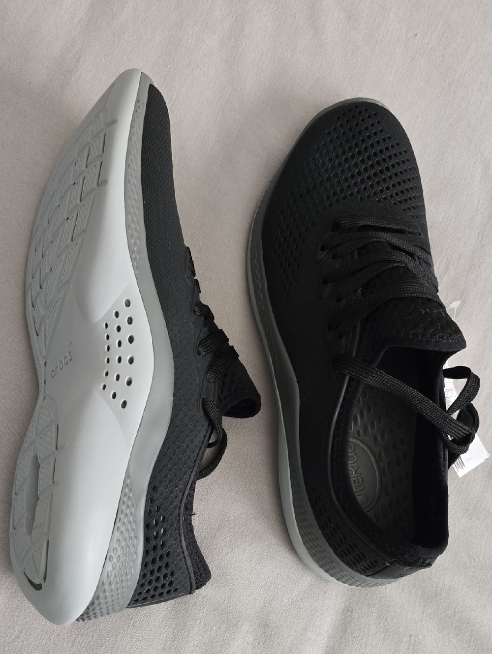 CROCS LiteRide 360 Pacer Lace Sneaker - Black with Gray Trim - Picture 3 of 4